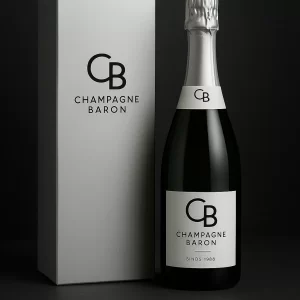 Champagne Baron silver-abonnement met luxe fles en bijpassende doos.