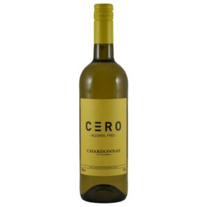 fles met een etiket alcoholvrije wijn